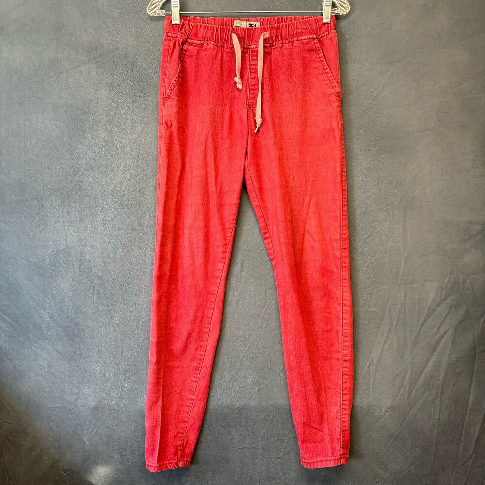 Blue Topic Denim Joggers Red Stretchy Waist Drawstring Womens Medium Streetwear